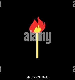 Match flat icon. Fire flame symbol. Logo design element Stock Vector