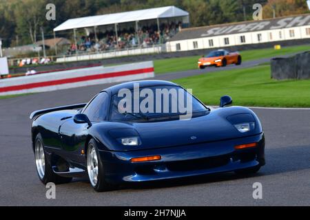 Jaguar XJR-15, Developed from the racing XJR-9 the Jaguar XJR 15 by TWR in 1990, high speed demonstration laps, Goodwood 78th Members Meeting, Goodwoo Stock Photo