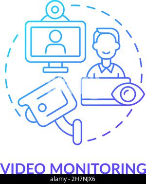 Video monitoring blue gradient concept icon Stock Vector