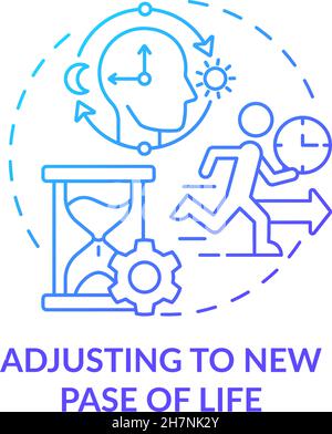 Adjusting to new pace of life blue gradient concept icon Stock Vector
