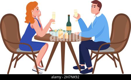 Couple at romantic dinner semi flat color vector characters Stock Vector