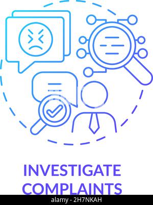 Investigate compaints blue gradient concept icon Stock Vector