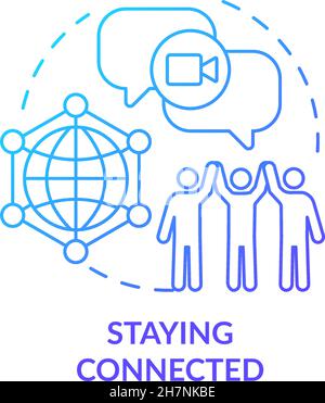 Staying connected blue gradient concept icon Stock Vector
