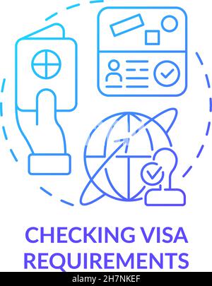 Checking visa requirements blue gradient concept icon Stock Vector
