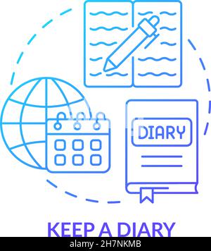 Keep diary blue gradient concept icon Stock Vector