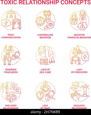 Relationship violence concept icons set Stock Vector