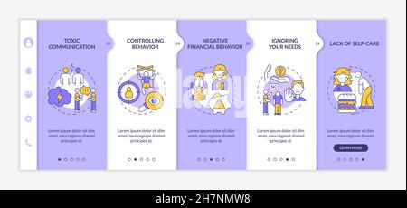 Relationships abuse onboarding vector template Stock Vector