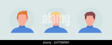 Guy with three types of haircut semi flat color vector character avatar set Stock Vector