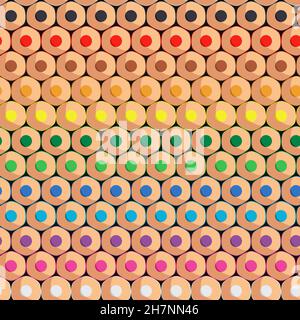 Seamless pattern with rows of colored pencils. Vector colored background. Stock Vector