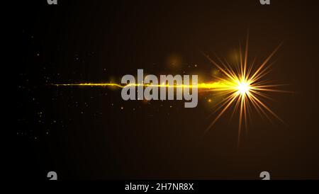 Fire comet flying. Shining lights in motion with small particles. Stock Vector