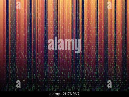 Binary code digital technology. Data Sorting. From Chaos to System. Artificial intelligence.Big data.Smart system. Stock Vector