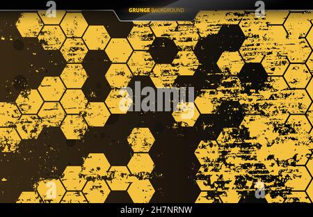 Hexagon grid. Dusty dirty background. Grunge style. Vector. Stock Vector