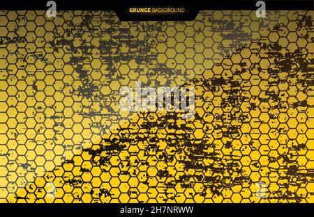 Hexagon gird. Dusty dirty background. Grunge style. Vector. Stock Vector