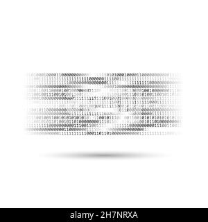 Halftone binary code. Information and data stream. Abstract computer technology background. Dynamic elements for design. Coding, programing, software Stock Vector