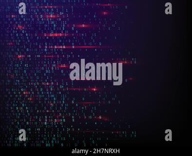 Binary code digital technology. Data Sorting. From Chaos to System. Artificial intelligence.Big data.Smart system. Stock Vector