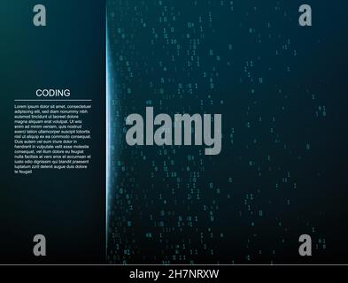 Binary code digital technology. Data Sorting. From Chaos to System. Artificial intelligence.Big data.Smart system. Stock Vector