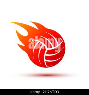 Vector fire ball logo design. Fiery volleyball ball. Stock Vector