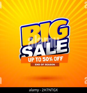 Big sale special offer banner. Bright creative design. Happy and funny style. Can be use for kids product discount. Stock Vector