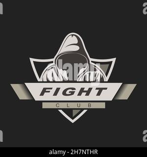 Hooded man. Mix fight logo template. Fight club label. Assassin gaming mascot. Stock Vector