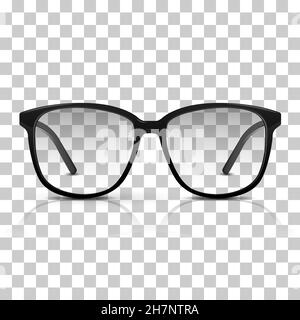 Vector realistic dioptric glasses isolated on transpatrent background. Modern trendy eyeware. Stock Vector