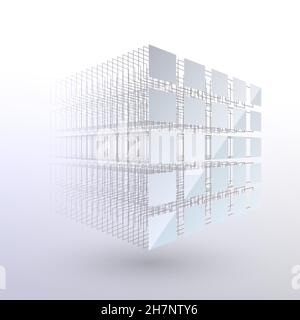 Black chain concept. Wireframe structure. Geometric structure from small pieces. Stock Vector