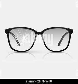 Broken glasses. Vector glasses isolated on white background. Stock Vector
