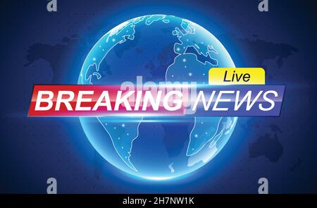 Breaking News banner header. Breaking news banner background with world map Ellipsis Stock Vector