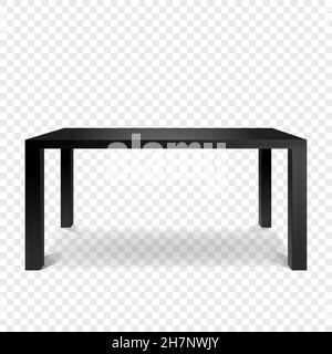 Glossy black table front view. Vector empty table Islated on transparent background. Product presentation. Stock Vector
