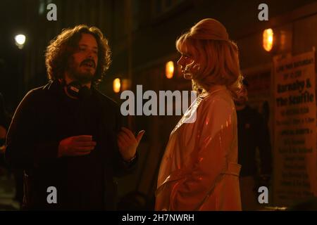 Last Night in Soho Year : 2021 UK Director : Edgar Wright Edgar Wright, Anya Taylor-Joy Shooting picture Stock Photo