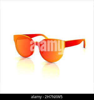 Orange abstract vector sunglasses with colored lenses. Fashion trendy eyewear. Isolated on white background. Stock Vector
