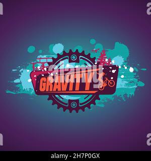 Gravity Mountain Biking. Downhill,freeride .Grunge effect. Nice for T-shirt print. Stock Vector