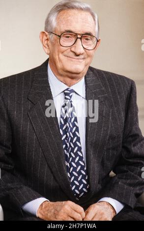 Antoine Riboud, businessman and CEO of Danone, guest on the television ...
