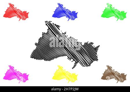 Dharmapuri district (Tamil Nadu State, Republic of India) map vector illustration, scribble sketch Dharmapuri map Stock Vector