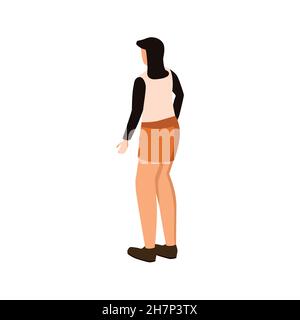 Woman Standing Backwards. Full Length Element. Vector illustration Stock Vector