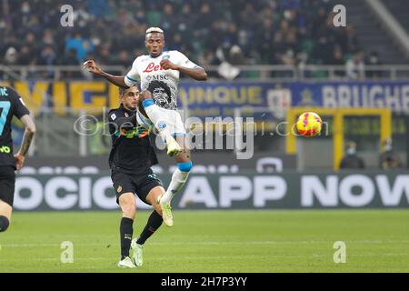 Andrea Masiello of Genoa CFC and Victor Osimhen of SSC Napoli