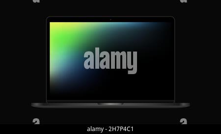 Isolated Laptop Mockup with Green Gradient Screen. Vector illustration Stock Vector