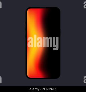 Editable Smartphone Mockup. New Model. Front View. Red Gradient Screen. Vector illustration Stock Vector