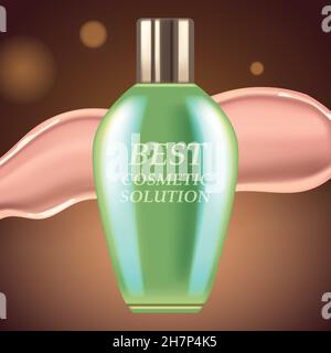 Green Package Design for Cosmetics and Makeup products. Best Cosmetic Solution. Vector illustration Stock Vector