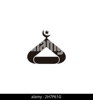 abstract mosque dome 3d flat moon star icon vector Stock Vector