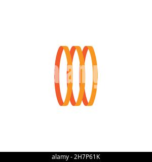 gold rings three 3 symbol shadow 3d flat logo vector Stock Vector