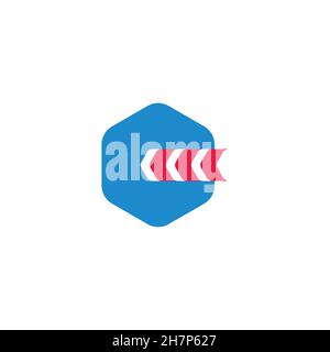 letter c center arrows enter process symbol logo vector Stock Vector