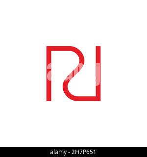 letter rn simple red geometric line curve logo vector Stock Vector