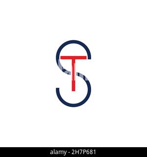 letter st simple geometric thin line linked logo vector Stock Vector