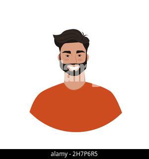 Portrait of a young man with a beard. Vector illustration in flat style Stock Vector