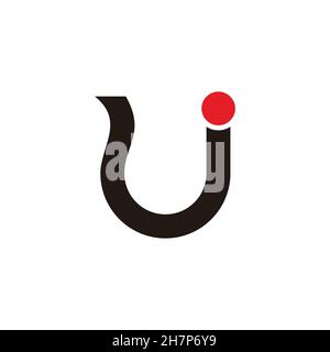 letter u j flat curves ribbon geometric logo vector Stock Vector
