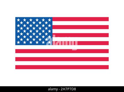 Unites States of America - American flat vector colored flag isolated on white background Stock Vector