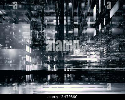 Monochrome background with perspective effect - abstract 3d illustration Stock Photo