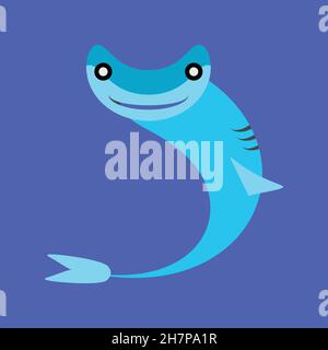 Hammerhead shark line icon. Simple style ocean fish poster background symbol. Logo design element. T-shirt printing. Vector for sticker. Stock Vector