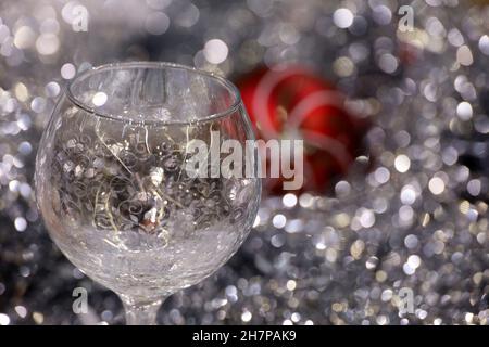 The red Christmas ball decorations with red crystal snowflake around ...