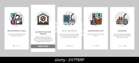 Dismantling Construction Process Onboarding Icons Set Vector Stock Vector